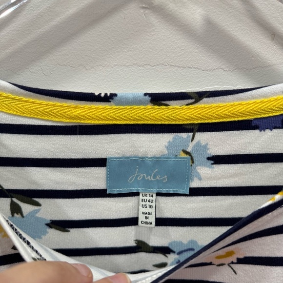 Joules Sleeveless Knee Length Flower Printed Striped Shift Dress Size 10 - Picture 4 of 6